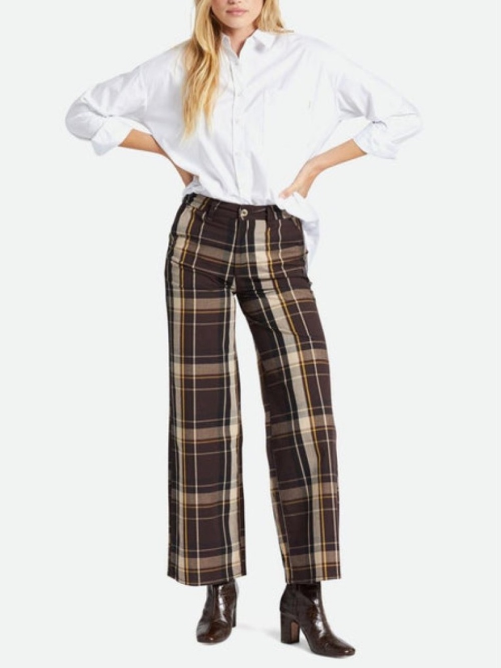 Brixton Victory Wide Leg Pant in Seal Brown